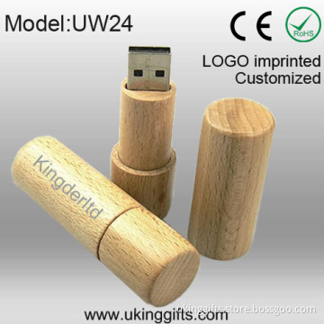 Lipstick Shape Wooden USB Pen Drive Flash Drive